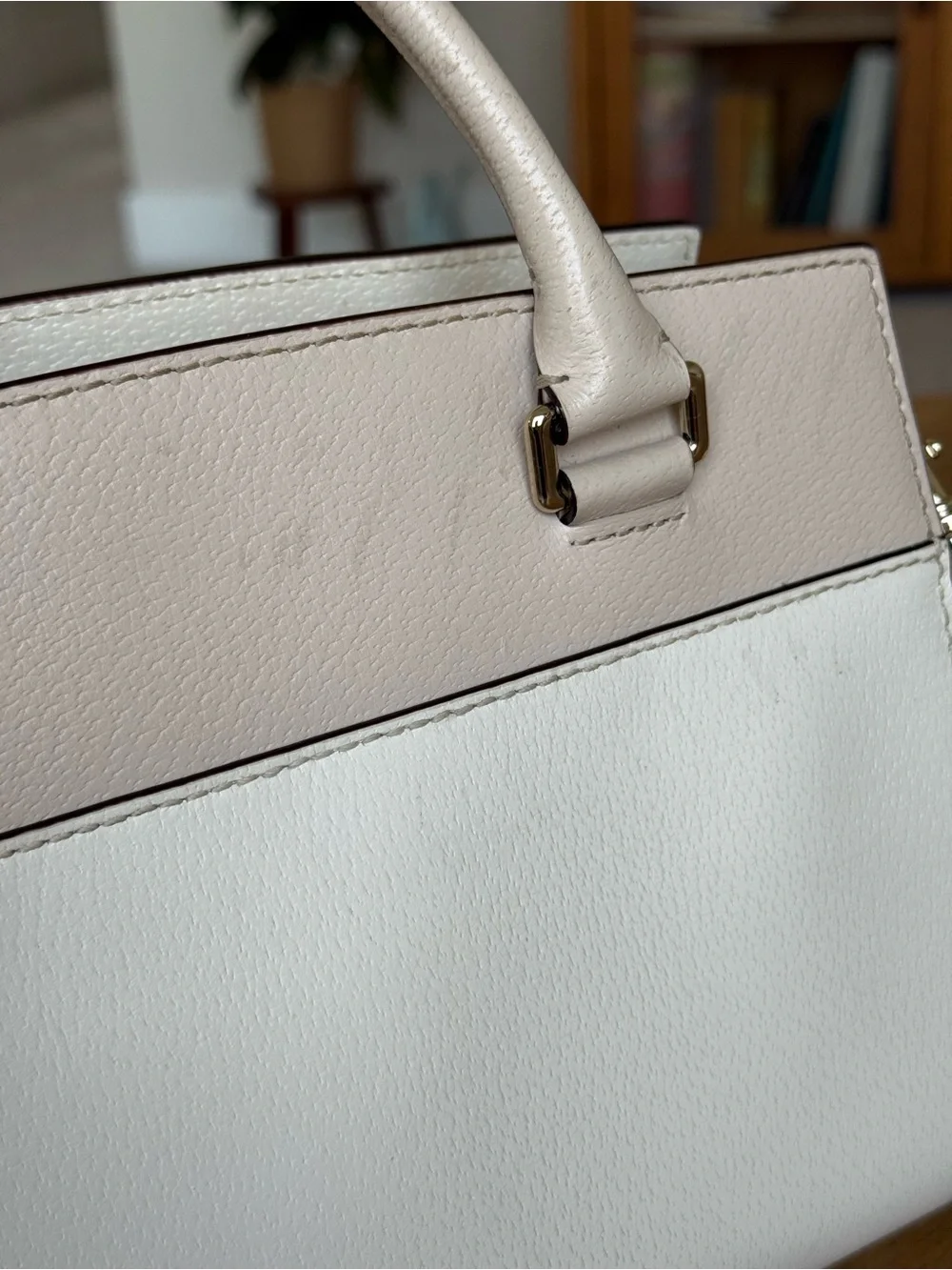 Kate Spade Grove Street Caley Satchel Cement Beige Pink White